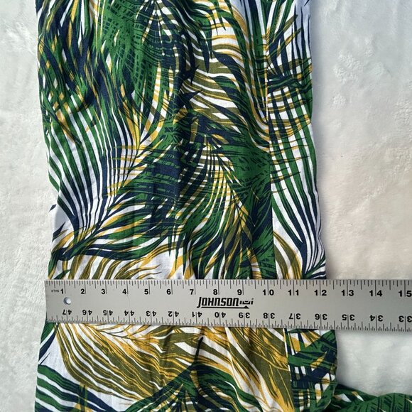 Tahari Women Tropical Leaf Print Linen Blend Elastic Waist Wide Leg Pants Medium - Picture 9 of 10